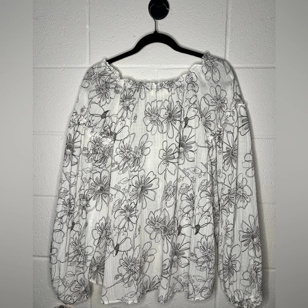 STITCH + FEATHER Women's Floral Long Sleeve Top Boho Beachy size L
